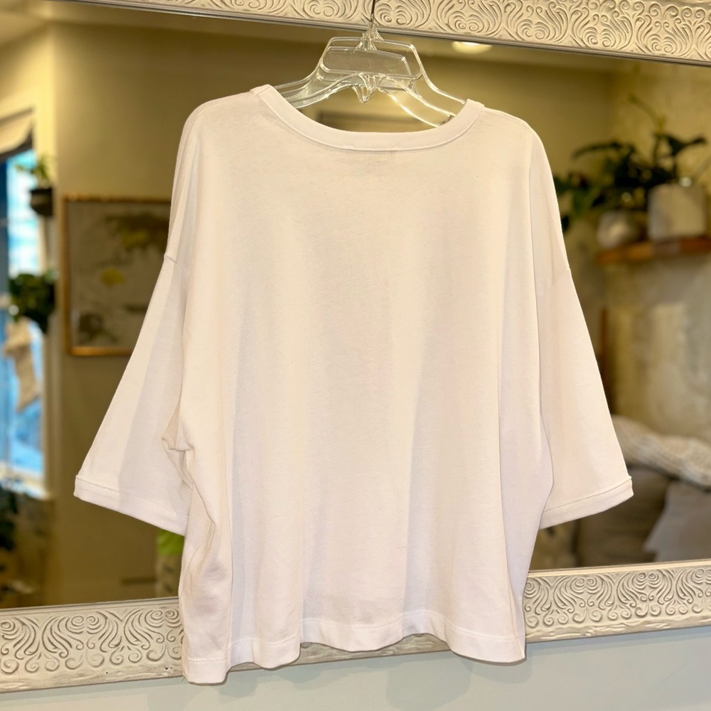 New Madewell 100% Cotton Relaxed Short Sleeves Boxy White Tee - Medium - Picture 2 of 8